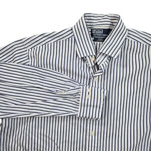 Polo Ralph Lauren Shirt Mens 16.5 36/37 White Blue Stripe Regent Classic Fit